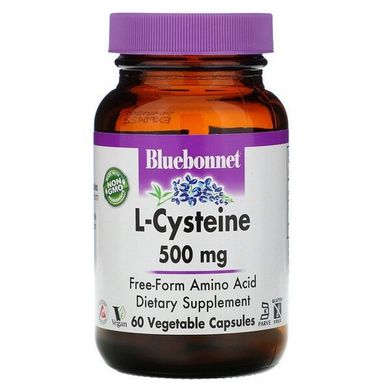 L-Цистеин (Bluebonnet Nutrition, L-Cysteine), 500 мг, 60 вегетарианских капсул