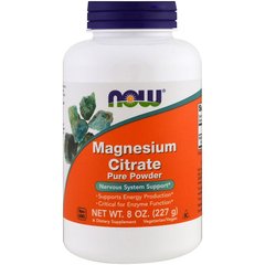 Магнію Цитрат (Now Foods, Magnesium Citrate, Pure Powder), 227 г