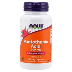 Пантотенова Кислота (Now Foods, Pantothenic Acid), 500 мг, 100 вегетаріанських капсул