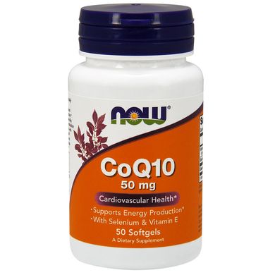 Коензим Q10 з селеном і вітаміном Е (Now Foods, CoQ10, With Selenium and Vitamin E), 50 мг, 50 м'яких капсул