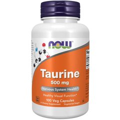 Таурин (Now Foods, Taurine), 500 мг, 100 вегетаріанських капсул