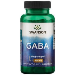 ГАМК, Гамма-аміномасляна кислота (Swanson, GABA), 500 мг, 100 капсул