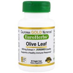 Екстракт оливкового листа (California Gold Nutrition, Olive Leaf Extract), 500 мг, 60 капсул