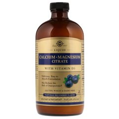 Рідкий цитрат кальцію і магнію з вітаміном D3, смак чорниці (Solgar, Liquid Calcium Magnesium Citrate with Vitamin D3, Natural Blueberry), 472 мл