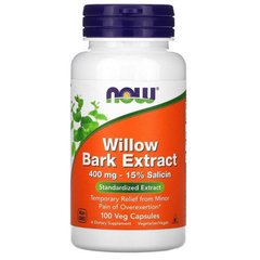 Кора Верби Екстракт (Now Foods, Willow Bark Extract), 400 мг, 100 вегетаріанських капсул