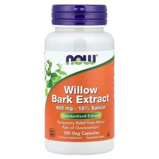 Кора Верби Екстракт (Now Foods, Willow Bark Extract), 400 мг, 100 вегетаріанських капсул