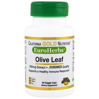 Экстракт оливкового листа (California Gold Nutrition, Olive Leaf Extract), 500 мг, 60 капсул