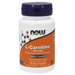 L-Карнитин (Now Foods, L-Carnitine), 500 мг, 30 вегетарианских капсул