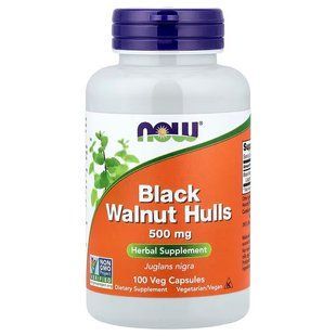 Чорний горіх (Now Foods, Black Walnut Hulls), 500 мг, 100 вегетаріанських капсул