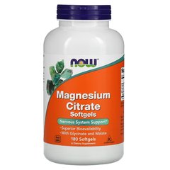 Цитрат магнію (Now Foods, Magnesium Citrate), 180 м'яких капсул