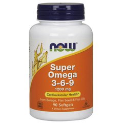 Супер Омега 3-6-9 (Now Foods, Super Omega 3-6-9), 1200 мг, 90 м'яких капсул