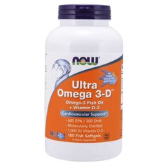 Ультра Омега 3-Д (Now Foods, Ultra Omega 3-D), 180 мягких капсул