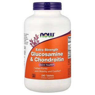 Глюкозамін і Хондроїтин Екстра Сила (Now Foods, Glucosamine & Chondroitin, Extra Strength), 240 таблеток