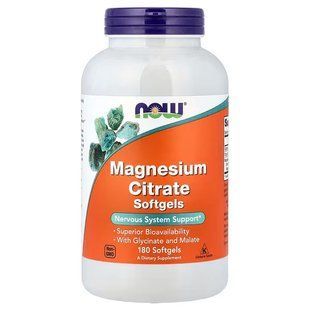 Цитрат магнію (Now Foods, Magnesium Citrate), 180 м'яких капсул