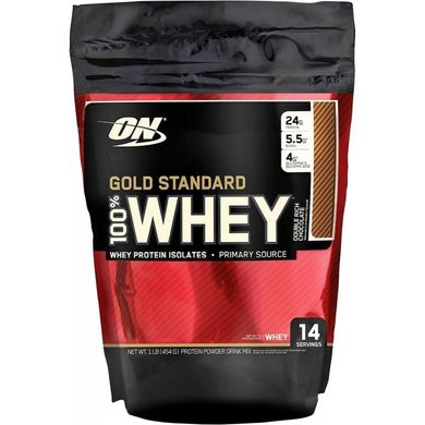 Сироватковий протеїн Gold Standard 100% Whey, подвійний шоколад, 454 г