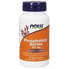 Фосфатидилсерин (Now Foods, Phosphatidyl Serine), 100 мг, 60 вегетарианских капсул