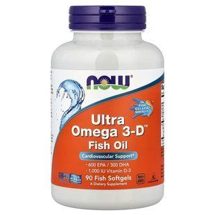 Ультра Омега 3-Д (Now Foods, Ultra Omega 3-D, 600 EPA / 300 DHA, 90 м'яких капсул
