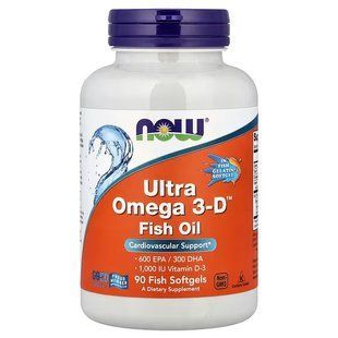 Ультра Омега 3-Д (Now Foods, Ultra Omega 3-D), 90 мягких капсул