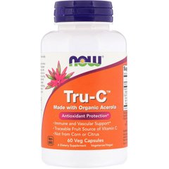 Тру-C, Натуральний Вітамін C (Now Foods, Tru-C), 60 вегетаріанських капсул