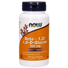 Бета Глюкан (Now Foods, Beta-1,3/1,6-D-Glucan), 100 мг, 90 вегетаріанських капсул