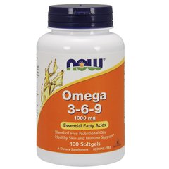 Омега 3-6-9 (Now Foods, Omega 3-6-9), 100 м'яких капсул