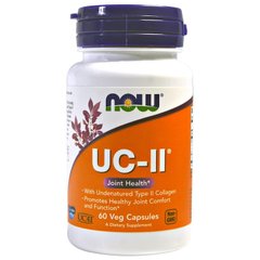 Колаген II типу (Now Foods, UC-II Joint Health, UC-II Joint Health, Undenatured Type II Collagen), 60 вегетаріанських капсул