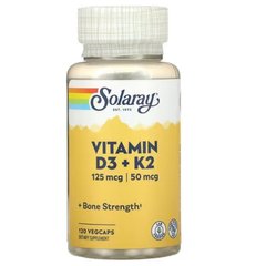 Витамин Д-3 и К-2 (Solaray, Vitamin D-3 & K-2), 5000 МЕ, 120 капсул