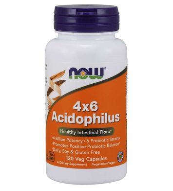 Ацидофілус (Now Foods, 4 * 6 Acidophilus), 120 вегетаріанських капсул