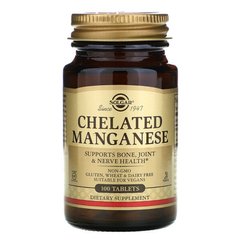 Марганець Хелат (Solgar, Chelated Manganese), 100 вегетаріанських таблеток
