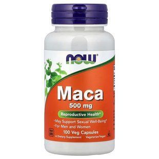 Мака (Now Foods, Maca), 500 мг, 100 вегетаріанських капсул