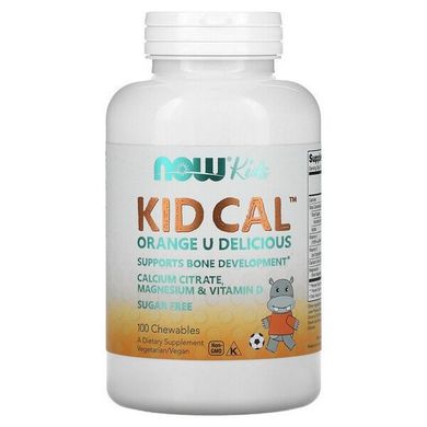 Дитячий жувальний кальцій, смак апельсина (Now Foods, Kid Cal Chewable), 100 жувальних таблеток