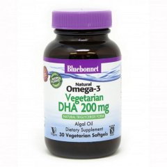 Натуральная Омега-3, Вегетарианская ДГК (Bluebonnet Nutrition, Natural Omega-3 Vegetarian DHA), 200 мг, 60 вегетарианских мягких капсул