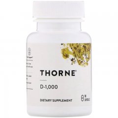 Витамин Д3, 1000 МЕ (Thorne Research, D-1,000), 90 капсул