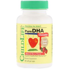 Омега-3 ДГК для детей, ягодный вкус (ChildLife, Pure DHA, Natural Berry Flavor), 90 гелевых капсул