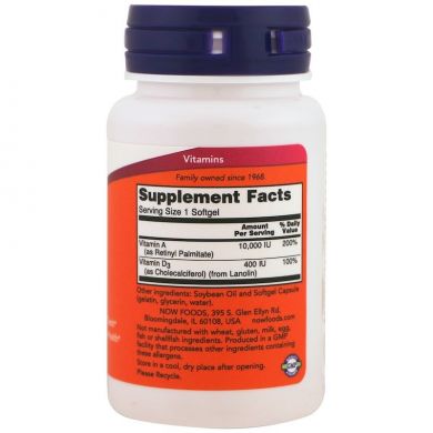 Now Foods, A&D, Essential Nutrition, 10,000/400 IU, 100 Softgels