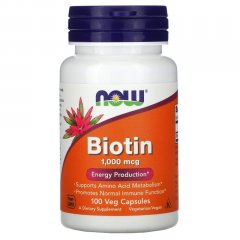 Биотин (Now Foods, Biotin), 1000 мкг, 100 вегетарианских капсул