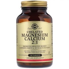 Магний Кальций Хелат (Solgar, Chelated Magnesium Calcium 2:1), 90 таблеток