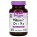 Витамин Д-3 и К-2 (Bluebonnet Nutrition, Vitamin D-3 & K-2), 60 капсул