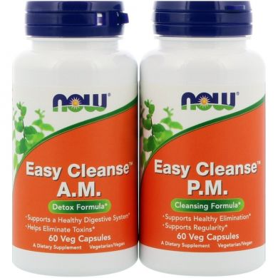 Now Foods, Easy Cleanse, 2 Bottles (AM+PM), 60 Veg Capsules Each