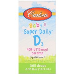 Витамин Д-3 для детей (Carlson Labs, Baby's Super Daily D3), 400 МЕ, 10,3 мл
