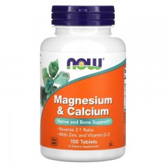 Магний и кальций, Now Foods, Magnesium & Calcium, 100 таблеток