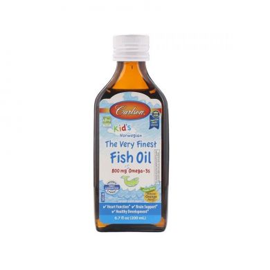 Риб'ячий жир норвезький для дітей зі смаком апельсина (Carlson Labs, Fish Oil, For Kids, Orange), 200 мл