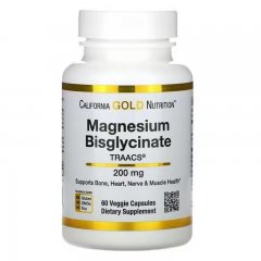 Магния Биглицинат (California Gold Nutrition, Magnesium Bisglycinate), 60 вегетарианских капсул
