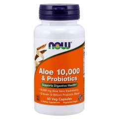 Алое 10000 і Пробіотики (Now Foods, Aloe 10,000 & Probiotics), 60 вегетаріанських капсул
