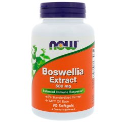 Босвелия Экстракт (Now Foods, Boswellia Extract), 500 мг, 90 мягких капсул