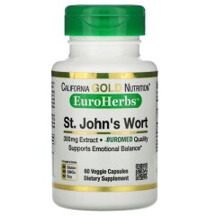 Экстракт Зверобоя (California Gold Nutrition, St. John's Wort Extract, EuroHerbs), 300 мг, 60 вегетарианских капсул