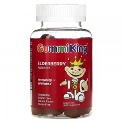 GummiKing, Elderberry for Kids, Immunity + Wellness, Raspberry, 60 Gummies