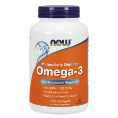 Омега-3 (Now Foods, Omega-3), 200 мягких капсул
