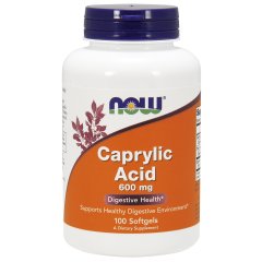 Каприловая Кислота (Now Foods, Caprylic Acid), 600 мг, 100 мягких капсул