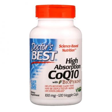 Коэнзим Q10 с биоперином (Doctor's Best, High Absorption CoQ10 with BioPerine), 100 мг, 120 капсул